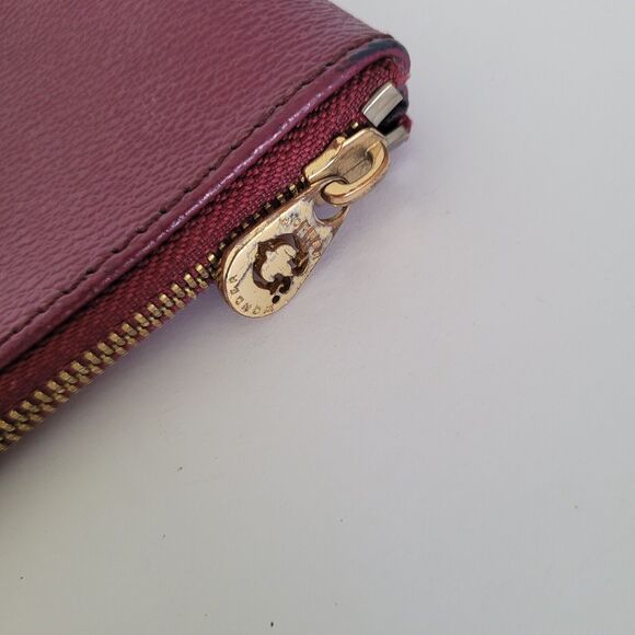 C Wonder Purple Red Stripe Clutch Zip Pouch Faux Leather Vegan Large Bag - Picture 7 of 9